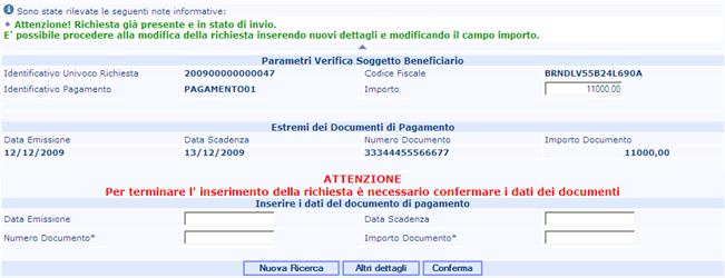 richiesta gi� presente in stato di invio